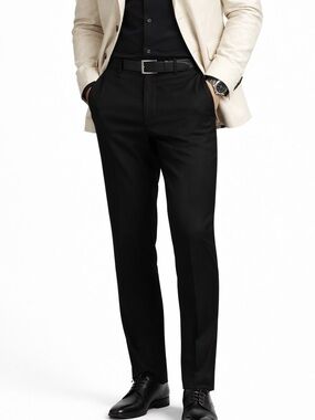 NWT Savane Men’s Black Dress Suit Pants Slacks Flat Front Stretch Classy